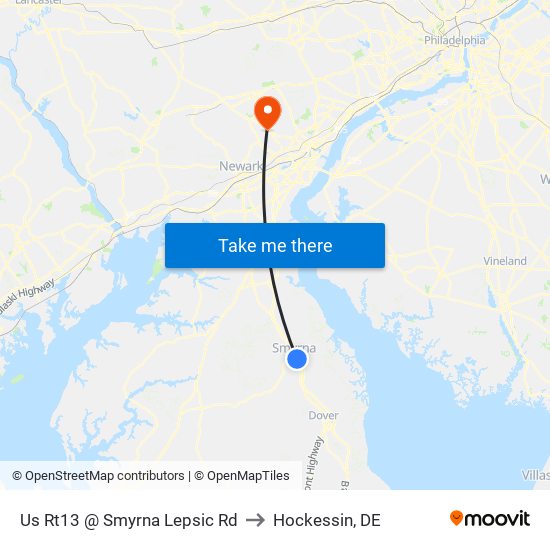 Us Rt13 @ Smyrna Lepsic Rd to Hockessin, DE map