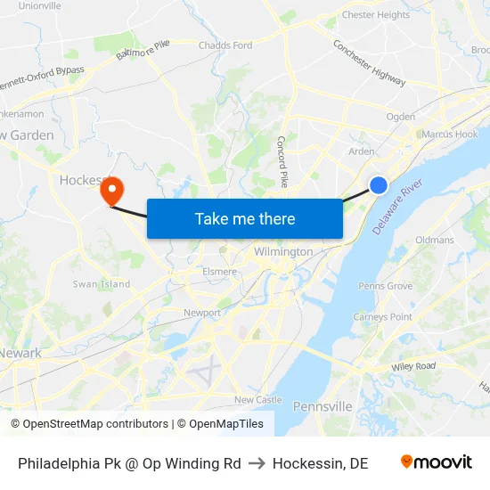 Philadelphia Pk @ Op Winding Rd to Hockessin, DE map