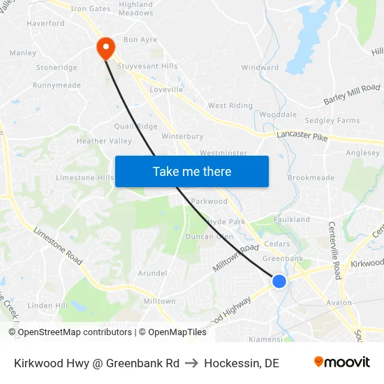 Kirkwood Hwy @ Greenbank Rd to Hockessin, DE map
