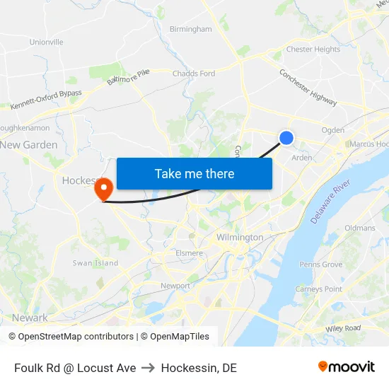Foulk Rd @ Locust Ave to Hockessin, DE map