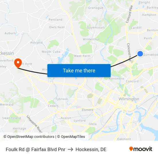 Foulk Rd @ Fairfax Blvd Pnr to Hockessin, DE map