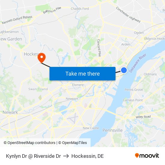 Kynlyn Dr @ Riverside Dr to Hockessin, DE map