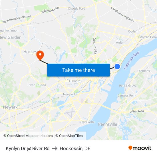 Kynlyn Dr @ River Rd to Hockessin, DE map