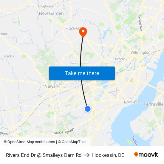 Rivers End Dr @ Smalleys Dam Rd to Hockessin, DE map