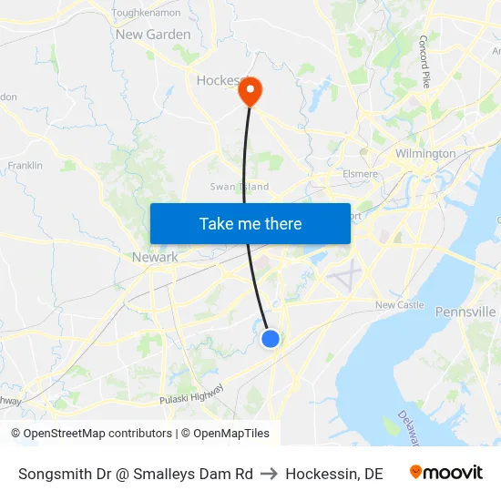 Songsmith Dr @ Smalleys Dam Rd to Hockessin, DE map