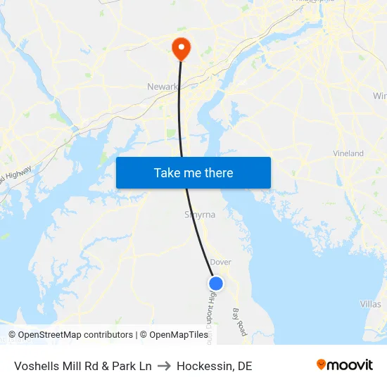 Voshells Mill Rd & Park Ln to Hockessin, DE map