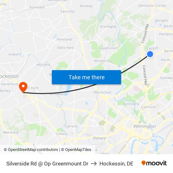 Silverside Rd @ Op Greenmount Dr to Hockessin, DE map