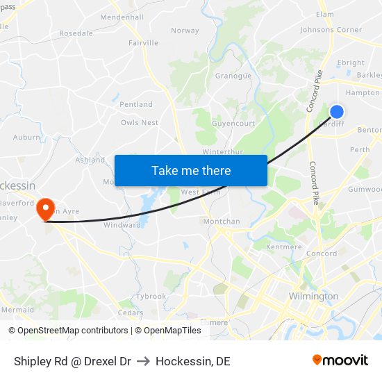 Shipley Rd @ Drexel Dr to Hockessin, DE map