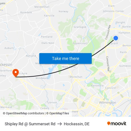 Shipley Rd @ Summerset Rd to Hockessin, DE map