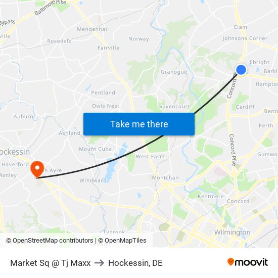 Market Sq @ Tj Maxx to Hockessin, DE map