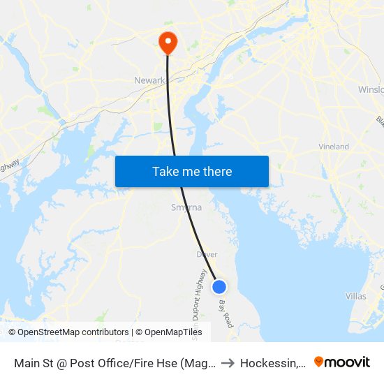 Main St @ Post Office/Fire Hse (Magnolia) to Hockessin, DE map