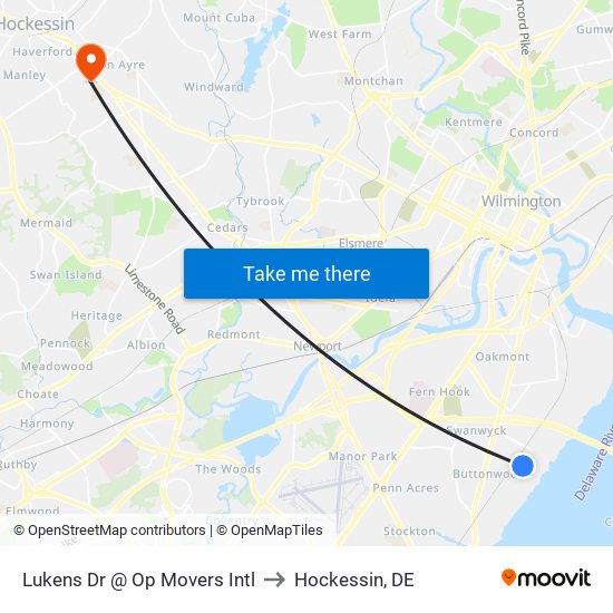 Lukens Dr @ Op Movers Intl to Hockessin, DE map