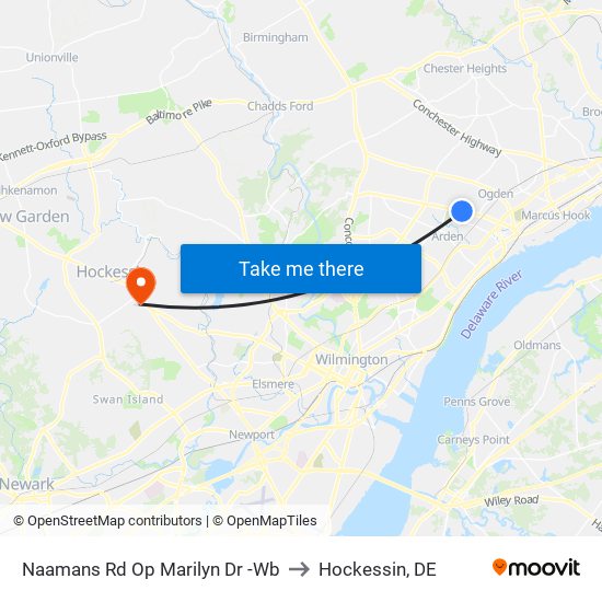 Naamans Rd Op Marilyn Dr -Wb to Hockessin, DE map