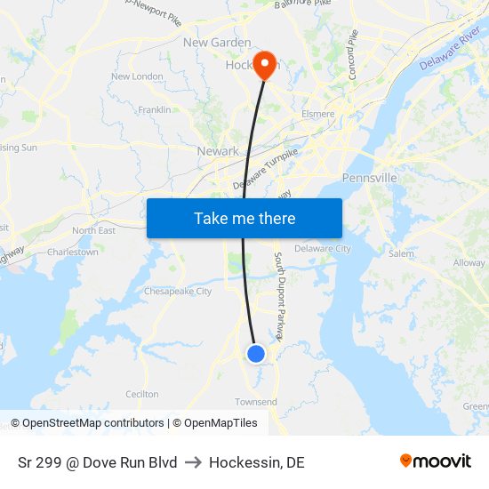 Sr 299 @ Dove Run Blvd to Hockessin, DE map