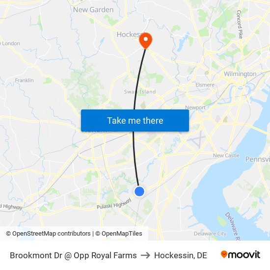 Brookmont Dr @ Opp Royal Farms to Hockessin, DE map
