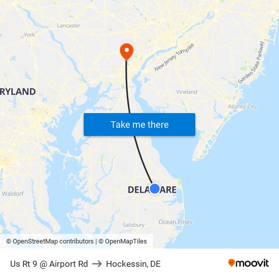 Us Rt 9 @ Airport Rd to Hockessin, DE map