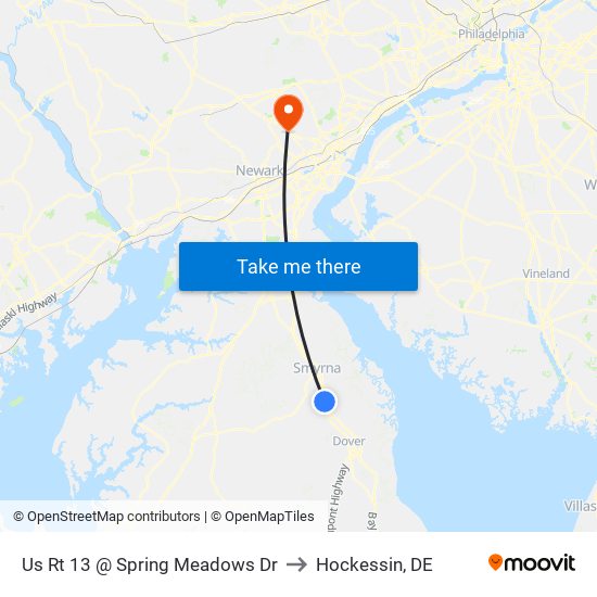 Us Rt 13 @ Spring Meadows Dr to Hockessin, DE map