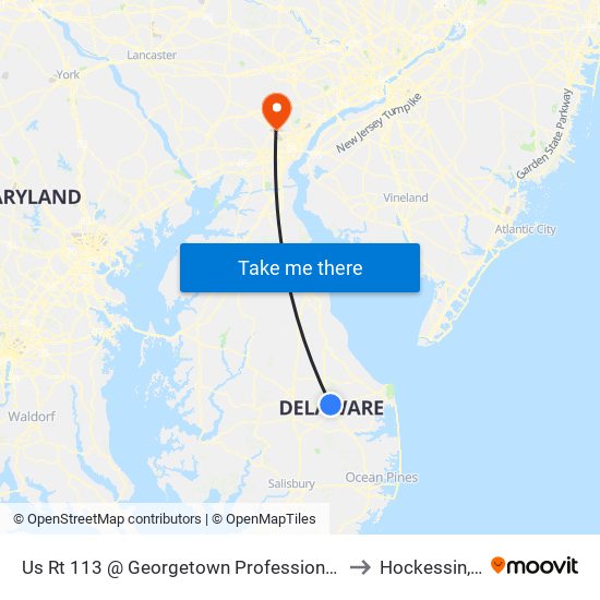 Us Rt 113 @ Georgetown Professional Plaza to Hockessin, DE map