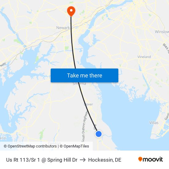 Us Rt 113/Sr 1 @ Spring Hill Dr to Hockessin, DE map