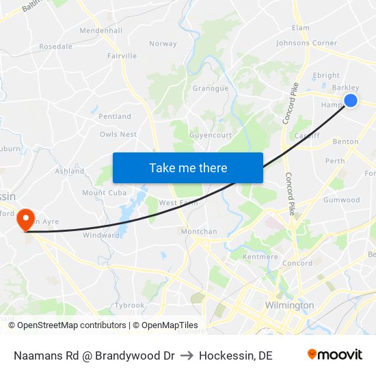 Naamans Rd @ Brandywood Dr to Hockessin, DE map