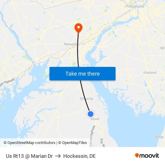 Us Rt13 @ Marian Dr to Hockessin, DE map