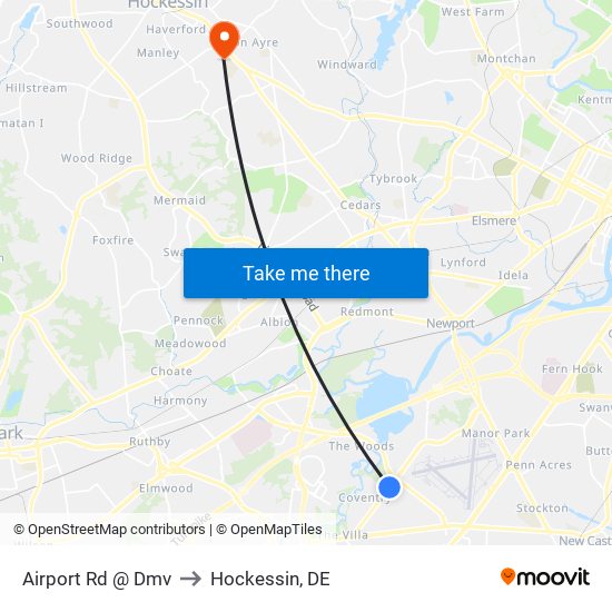 Airport Rd @ Dmv to Hockessin, DE map