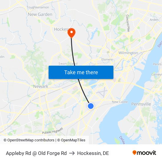 Appleby Rd @ Old Forge Rd to Hockessin, DE map
