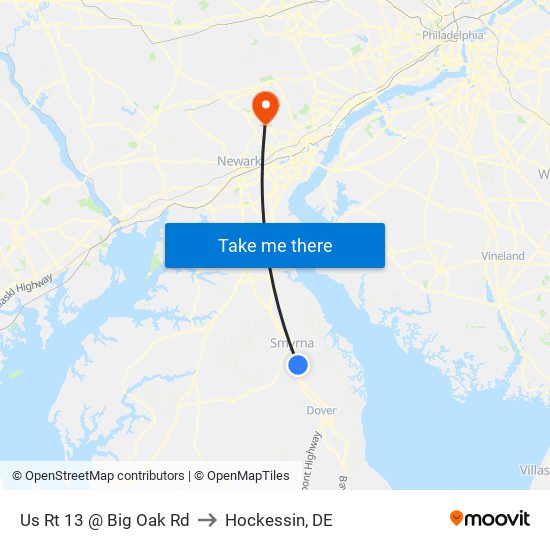 Us Rt 13 @ Big Oak Rd to Hockessin, DE map