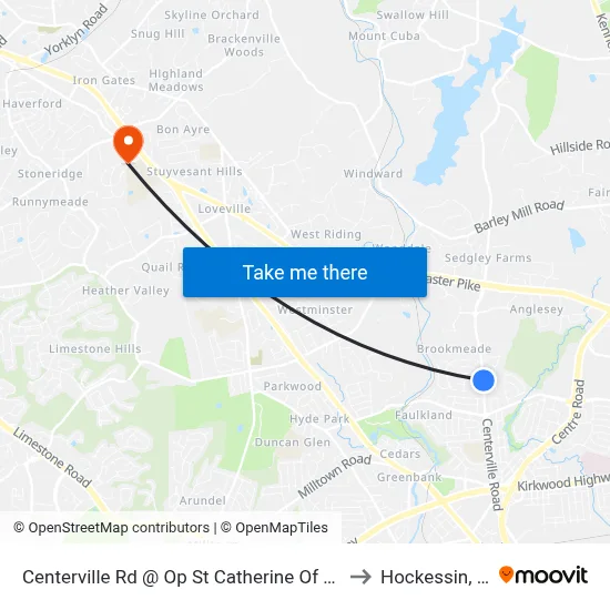 Centerville Rd @ Op St Catherine Of Siena to Hockessin, DE map
