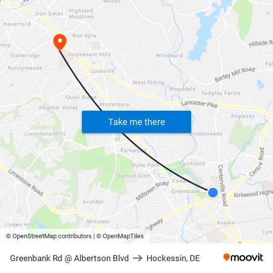 Greenbank Rd @ Albertson Blvd to Hockessin, DE map