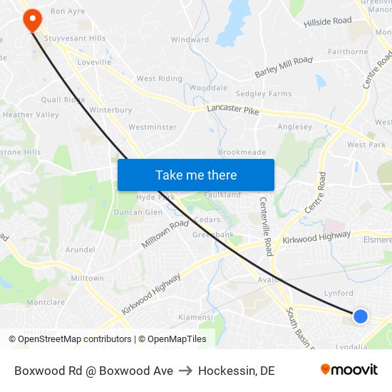 Boxwood Rd @ Boxwood Ave to Hockessin, DE map