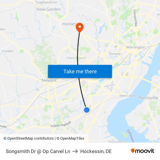 Songsmith Dr @ Op Carvel Ln to Hockessin, DE map