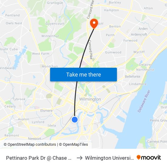 Pettinaro Park Dr @ Chase Ctr to Wilmington University map