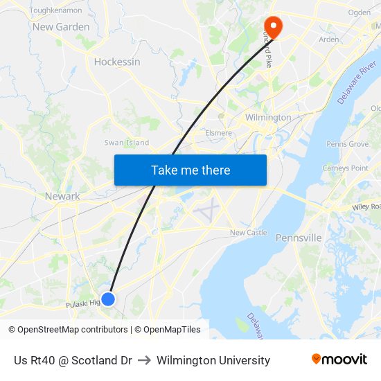 Us Rt40 @ Scotland Dr to Wilmington University map