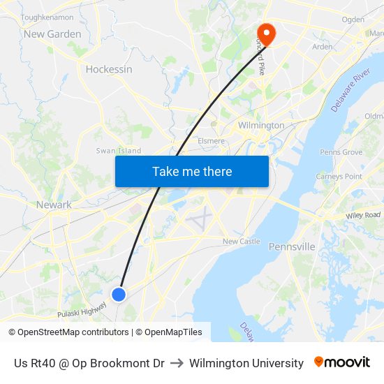 Us Rt40 @ Op Brookmont Dr to Wilmington University map