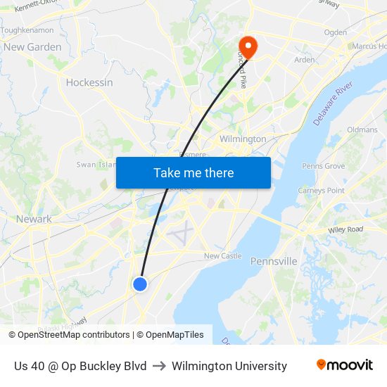 Us 40 @ Op Buckley Blvd to Wilmington University map