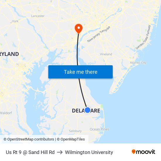 Us Rt 9 @ Sand Hill Rd to Wilmington University map