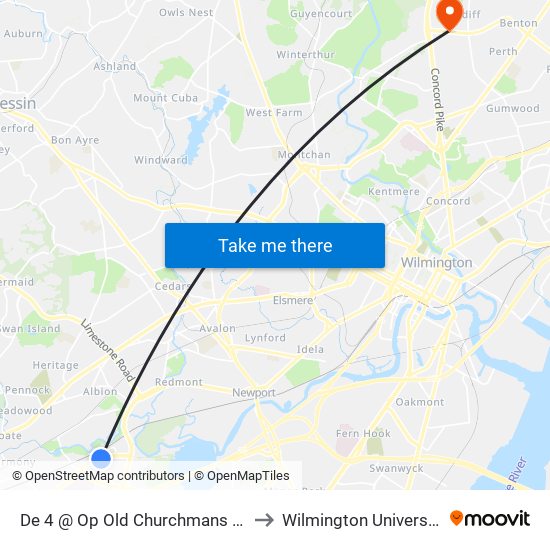 De 4 @ Op Old Churchmans Rd to Wilmington University map