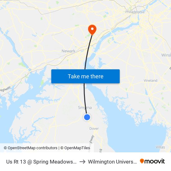 Us Rt 13 @ Spring Meadows Dr to Wilmington University map