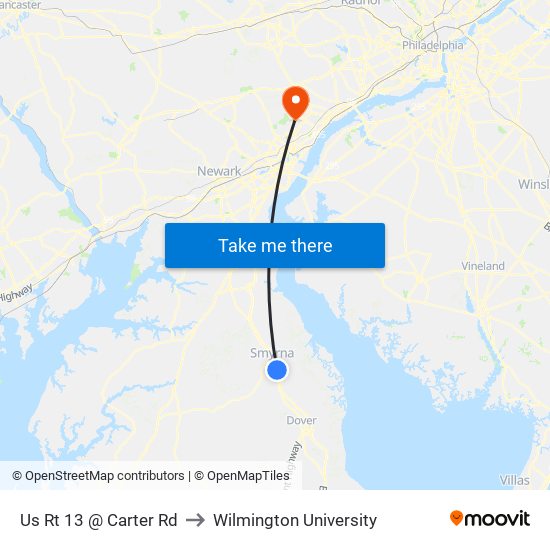 Us Rt 13 @ Carter Rd to Wilmington University map