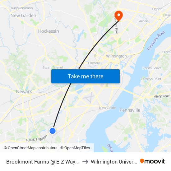 Brookmont Farms @ E-Z Waymart to Wilmington University map