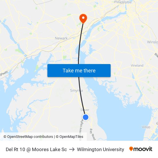 Del Rt 10 @ Moores Lake Sc to Wilmington University map