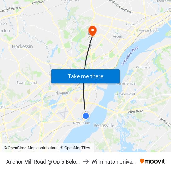 Anchor Mill Road @ Op 5 Below Inc to Wilmington University map