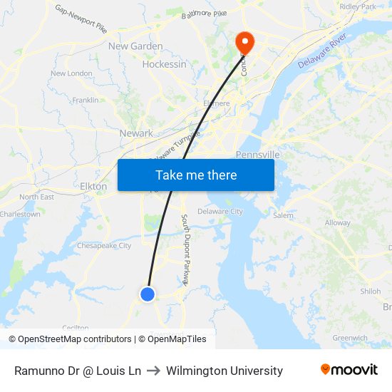 Ramunno Dr @ Louis Ln to Wilmington University map