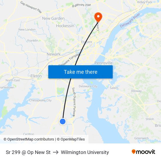 Sr 299 @ Op New St to Wilmington University map