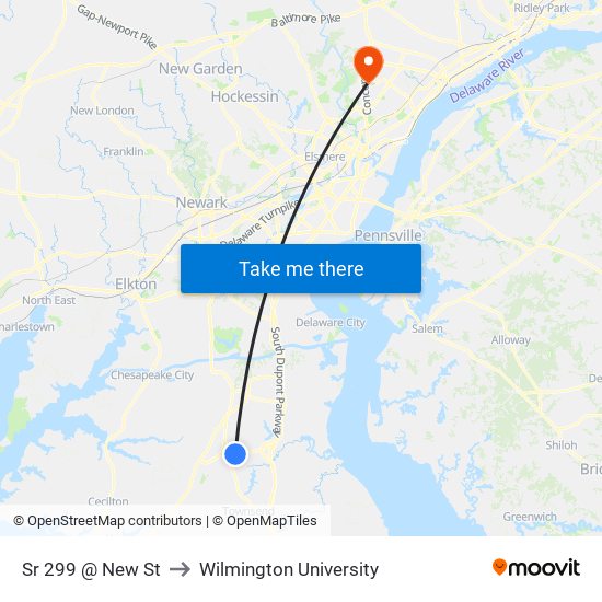 Sr 299 @ New St to Wilmington University map