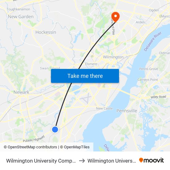 Wilmington University Complex to Wilmington University map