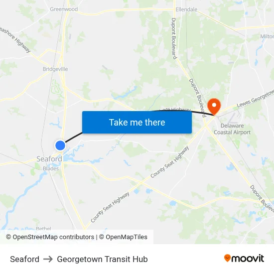 Seaford to Georgetown Transit Hub map