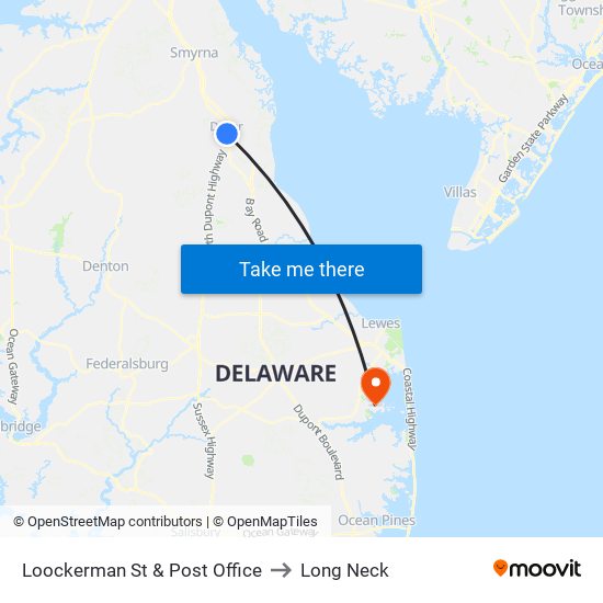 Loockerman St & Post Office to Long Neck map