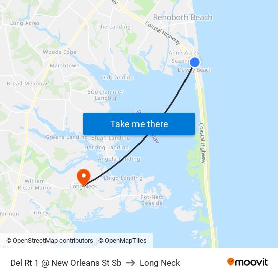 Del Rt 1 @ New Orleans St Sb to Long Neck map